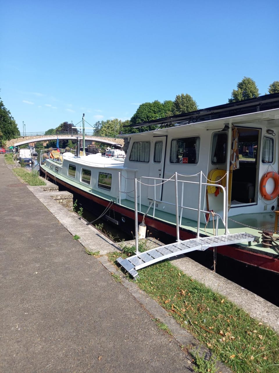 Péniche Jeannine Docked boat in Wallonia, Belgium