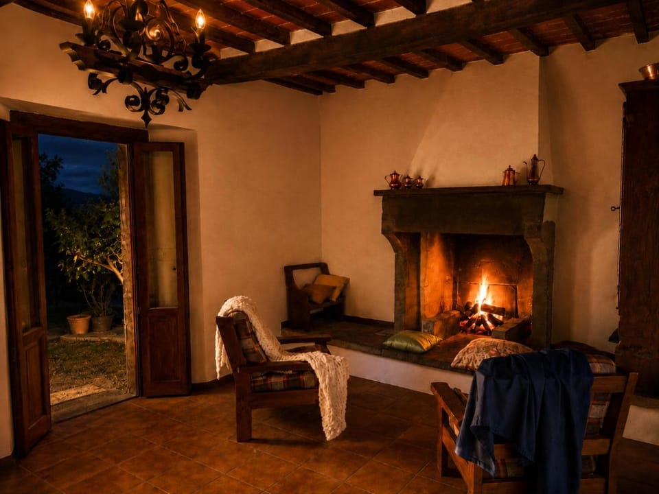 Living room, fireplace