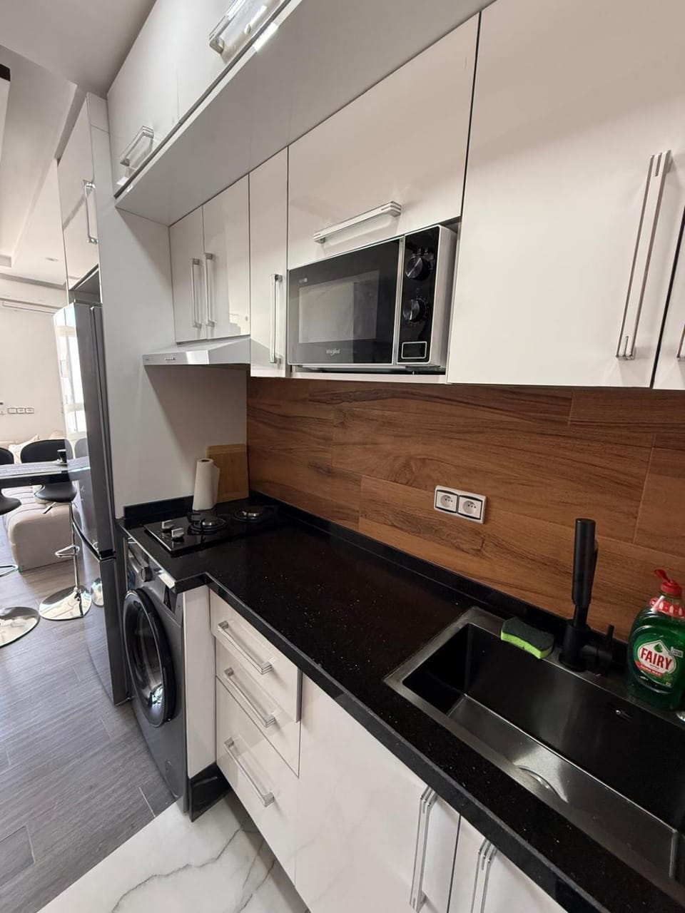 Kitchen or kitchenette, stove