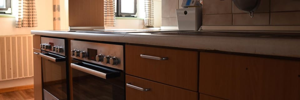 Kitchen or kitchenette, stove