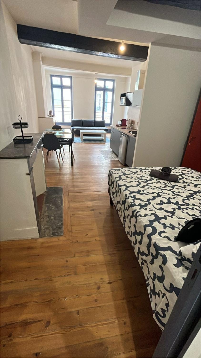Bed, Kitchen or kitchenette, Living room, Photo of the whole room, Seating area, Dining area, Bedroom, hair dresser