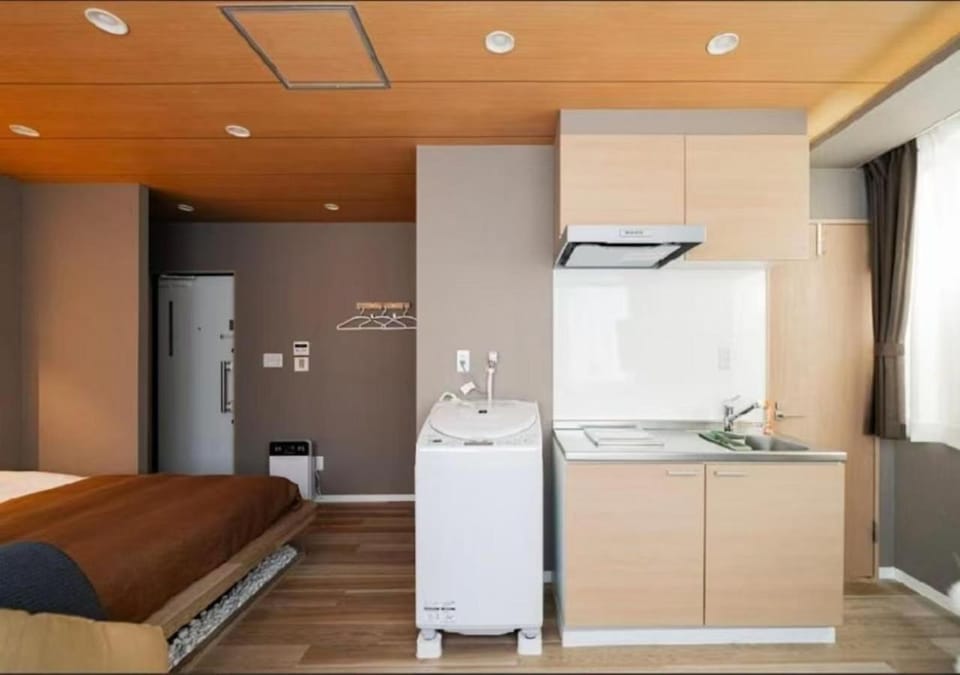 Kitchen or kitchenette, washing machine