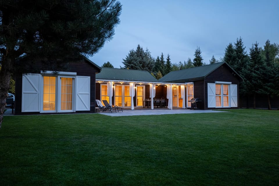 Property building, Night, Garden