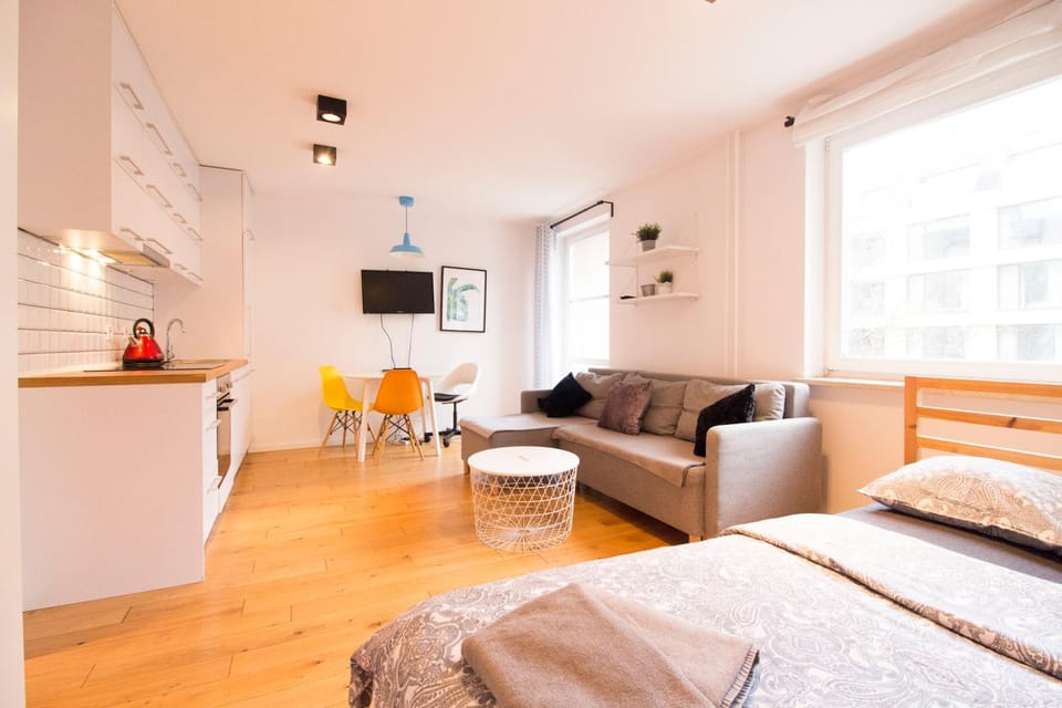 Bed, TV and multimedia, Kitchen or kitchenette, Photo of the whole room, Seating area, Bedroom