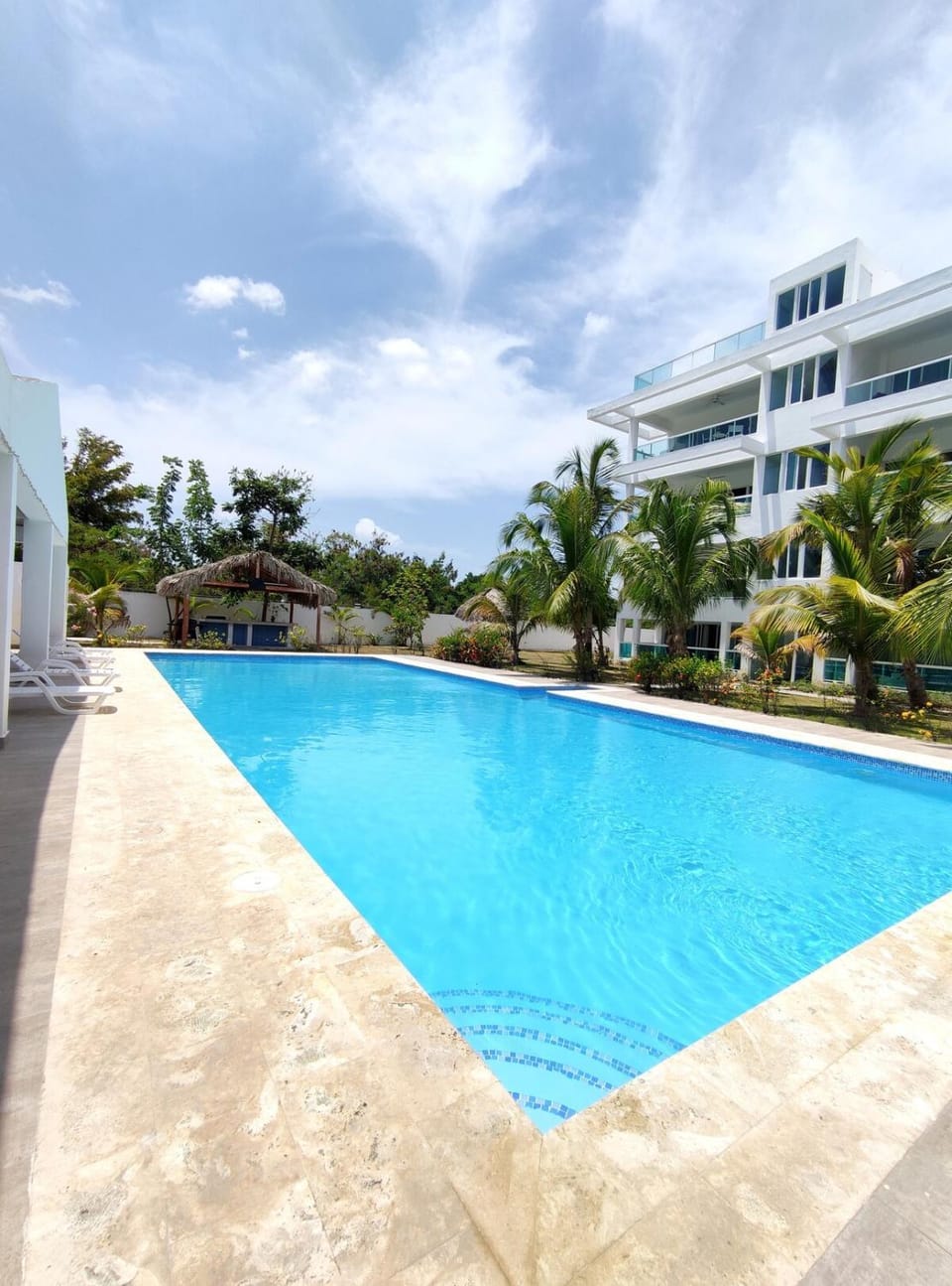 Property building, Pool view, Swimming pool, sunbed
