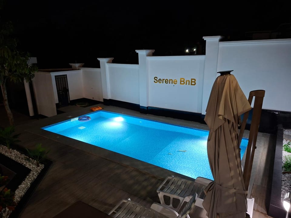 Night, Pool view, Swimming pool, Swimming pool, sunbed