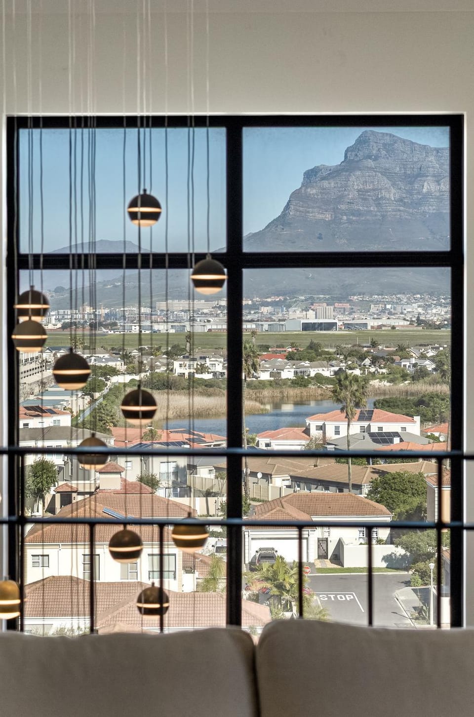 Natural landscape, Living room, Seating area, City view, Mountain view