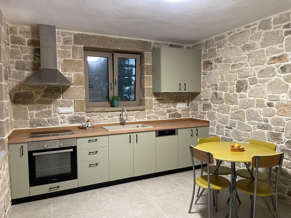 Dining area, stove, kitchen