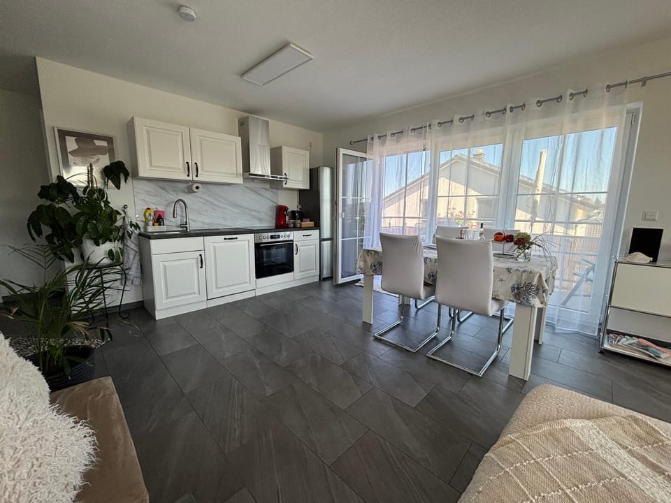 Kitchen or kitchenette, Living room, dishwasher, oven, stove, toaster