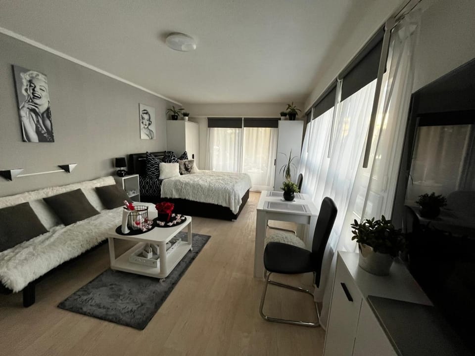 Bed, Living room, Photo of the whole room, Seating area, Bedroom