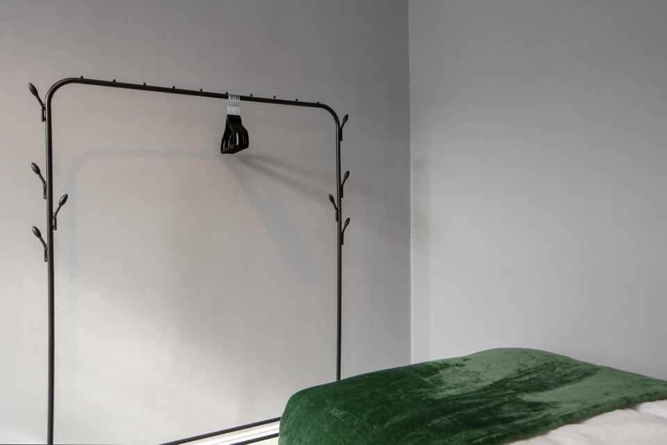Bed, wardrobe