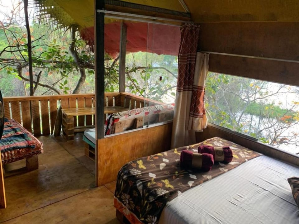 Patio, Bed, Natural landscape, Garden, View (from property/room), Balcony/Terrace, Living room, Photo of the whole room, Seating area, Bedroom, Garden view