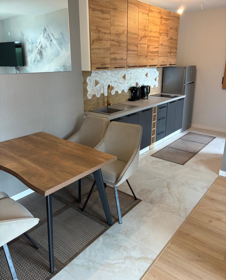 Kitchen or kitchenette, Living room, Dining area, stove