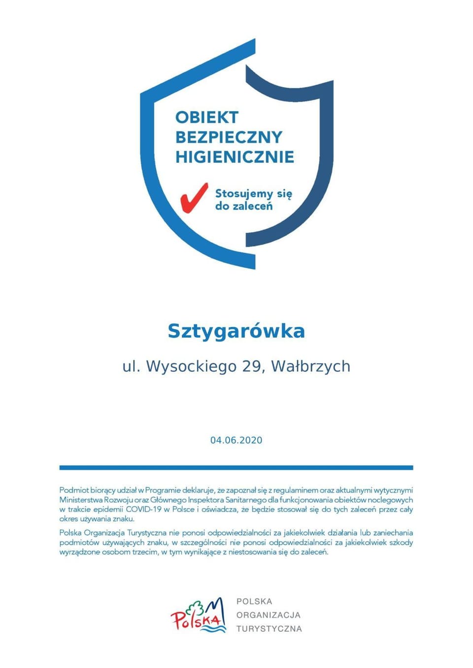 Area and facilities, Certificate/Award