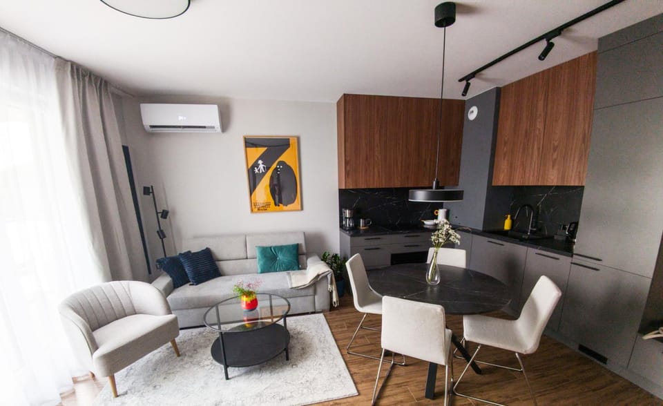 Kitchen or kitchenette, Living room, stove, air conditioner
