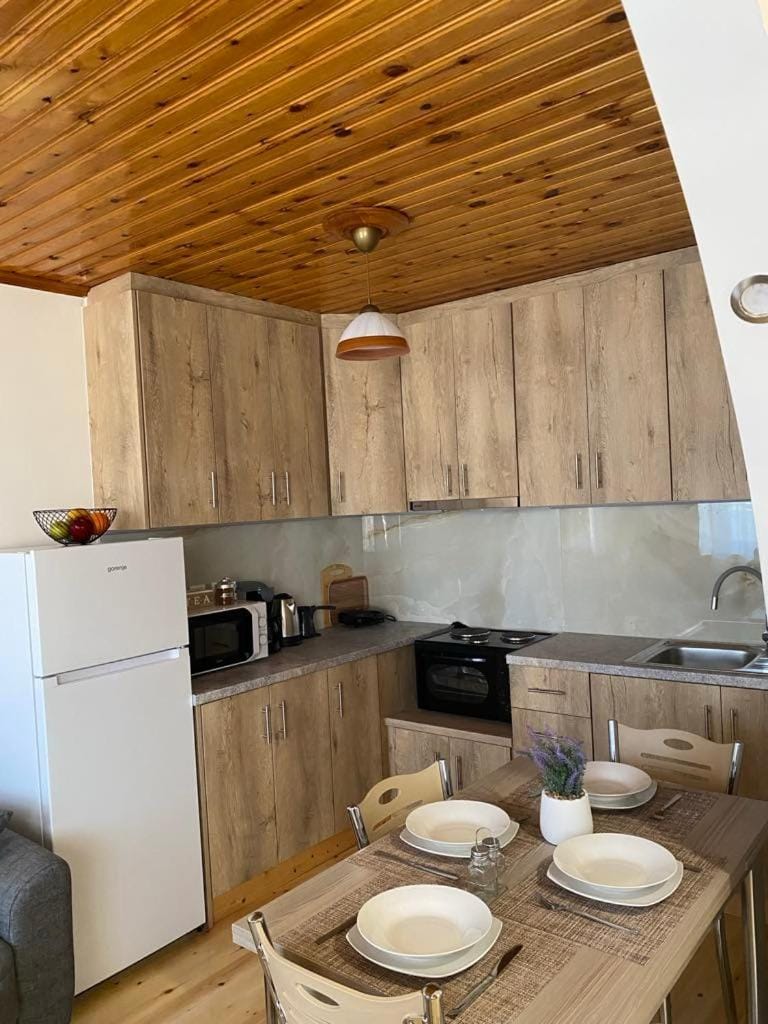 Kitchen or kitchenette, oven, stove