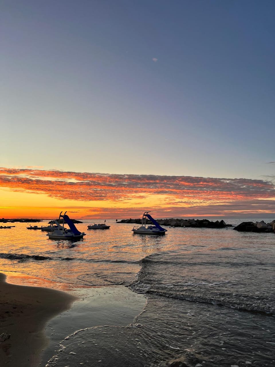 Beach, Sea view, Sunset