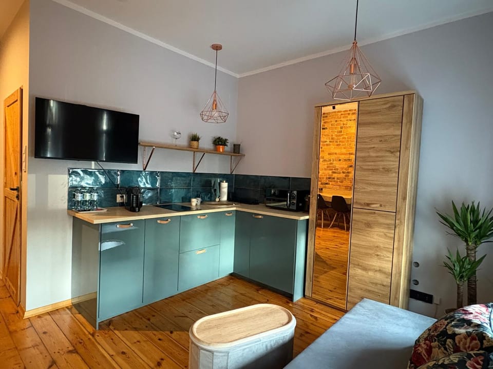 Kitchen or kitchenette, stove