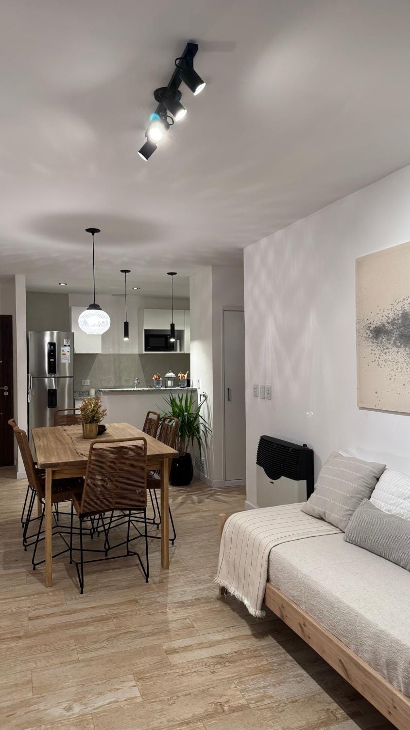 Bed, Living room, Dining area