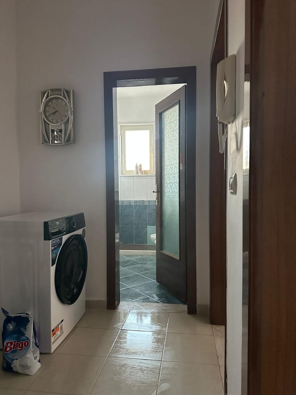 Bathroom, washing machine, dryer