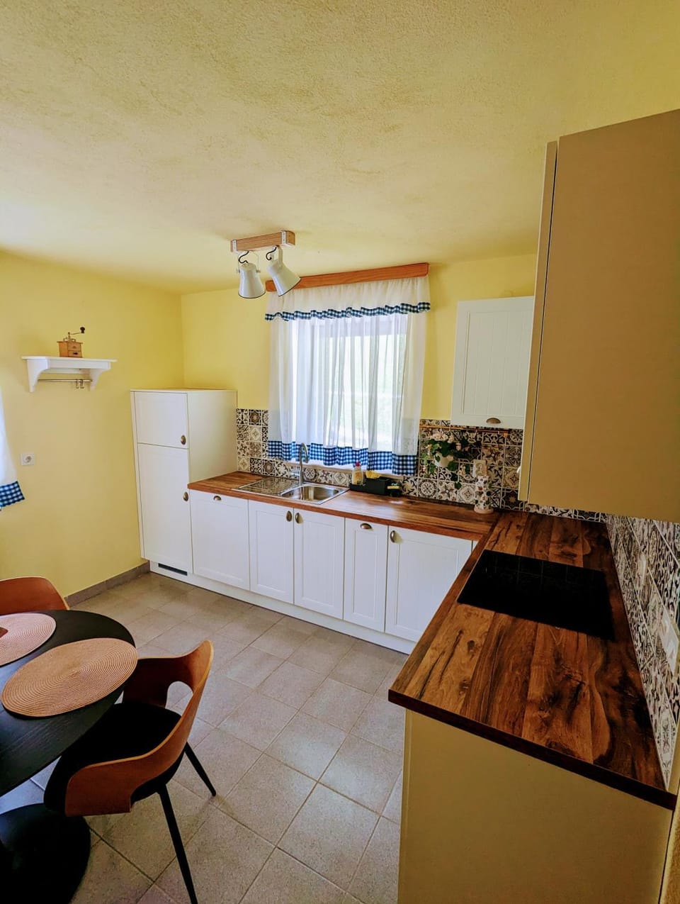 Kitchen or kitchenette, dishwasher, stove
