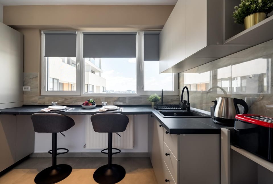 Kitchen or kitchenette, toaster