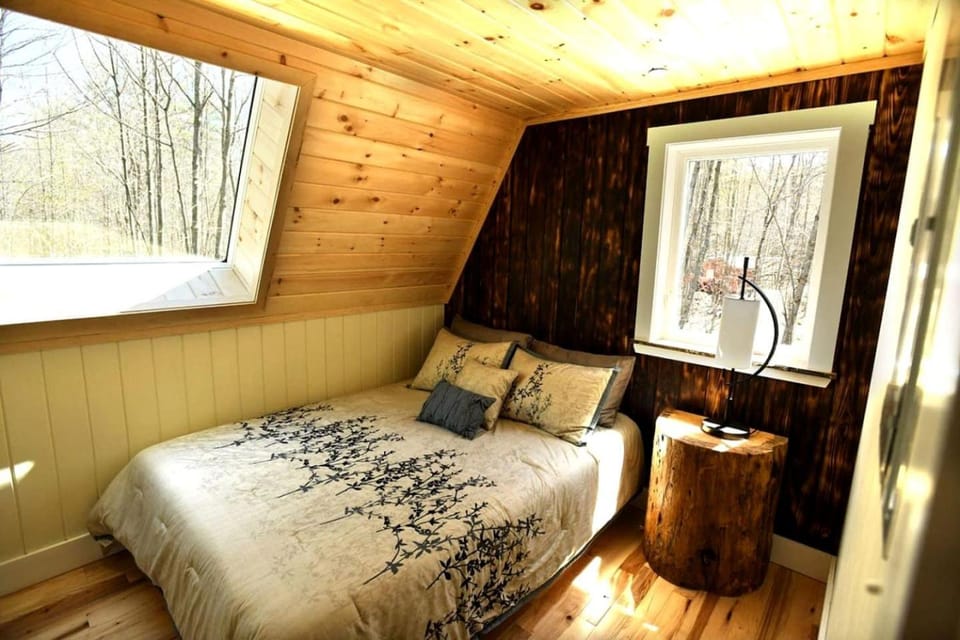 Eco-Friendly Solar Powered A-Frame Treehouse with Hot Tub and Private Dock on Littlefield Pond, near Wells, Maine House in Shapleigh