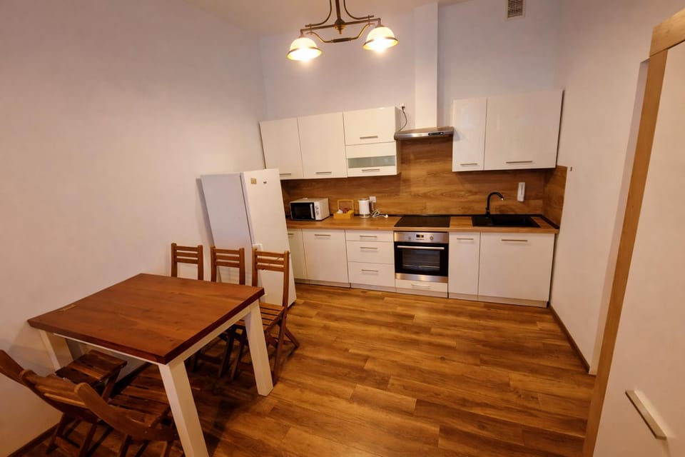 Kitchen or kitchenette, microwave, oven, stove, kitchen