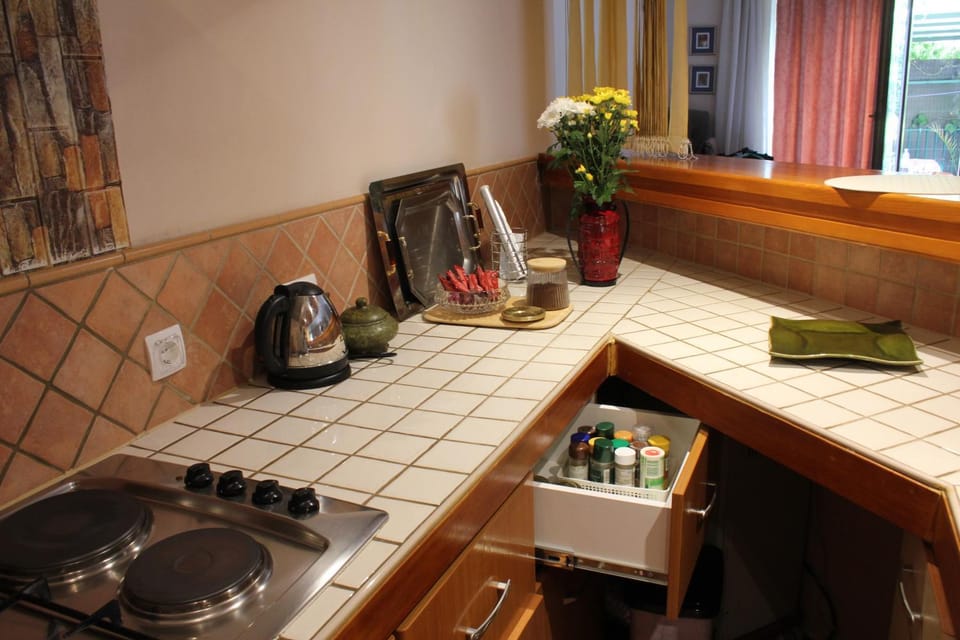 Kitchen or kitchenette, dishwasher, stove