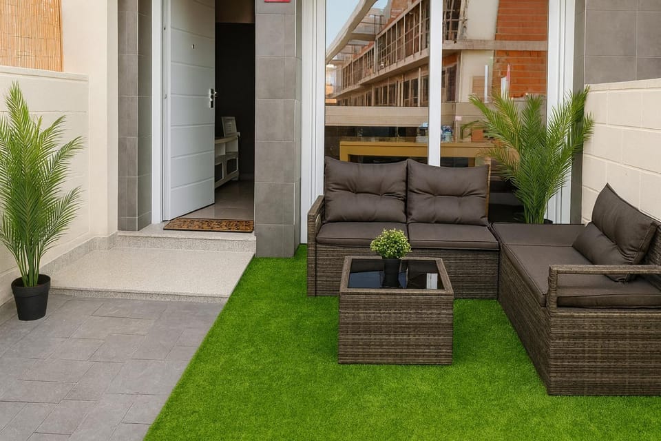 Property building, Garden, Seating area, Garden view