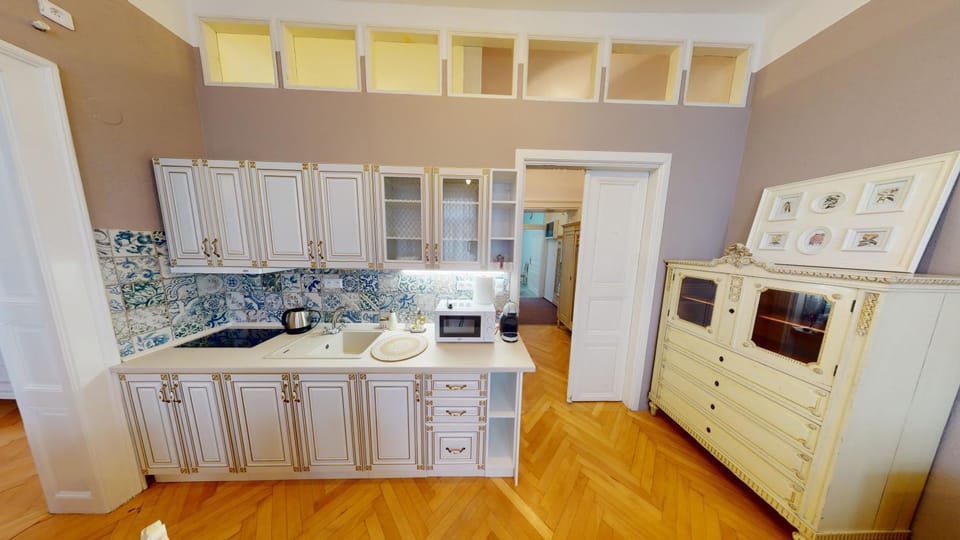 Kitchen or kitchenette, minibar, stove
