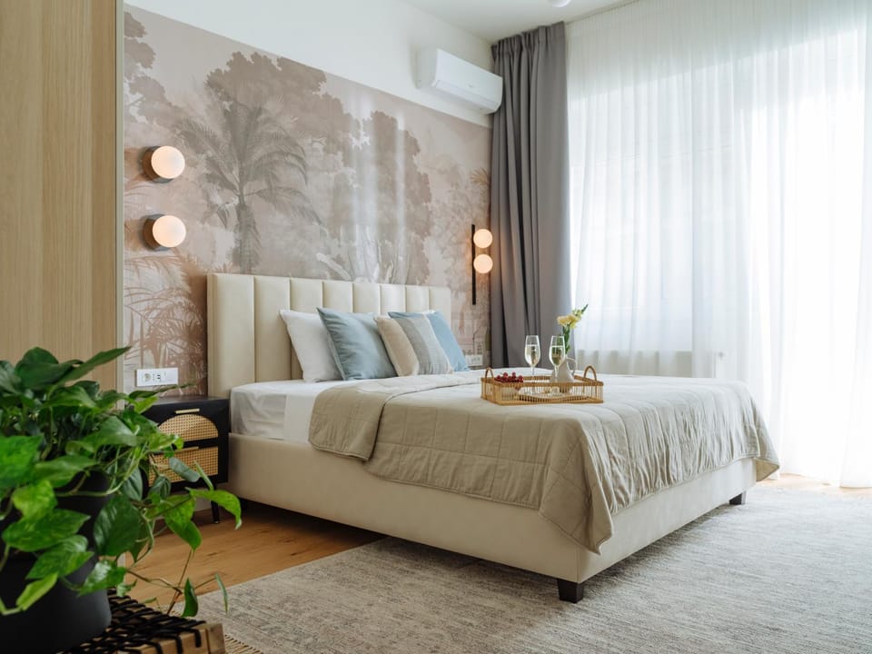 Bed, Photo of the whole room, Bedroom, air conditioner