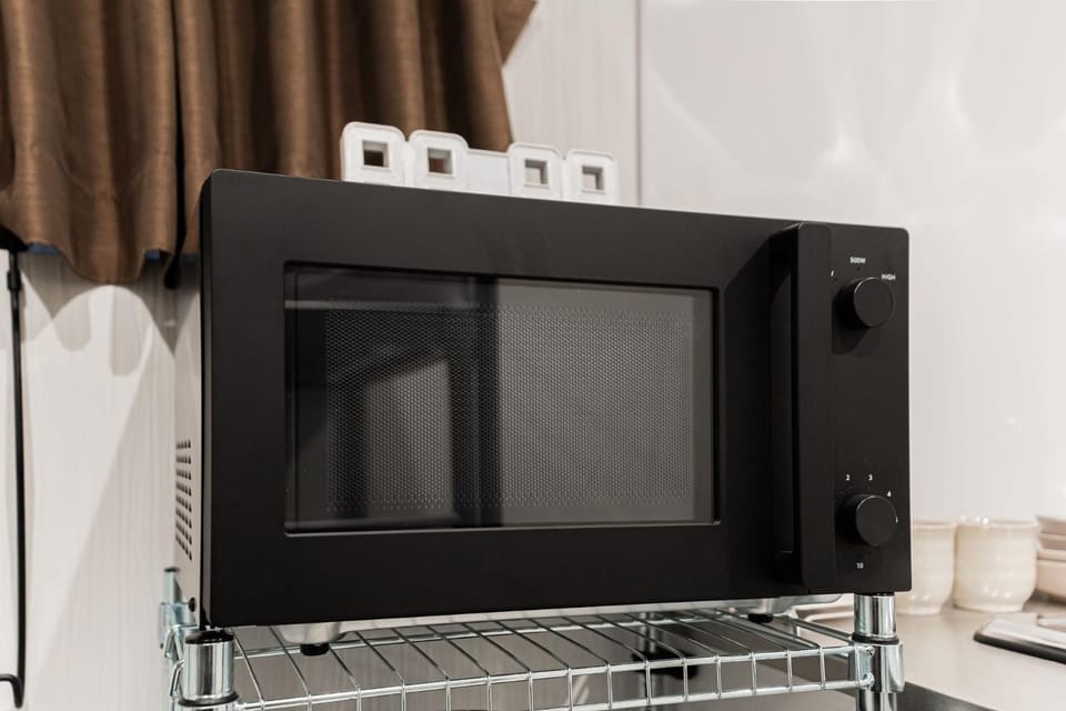 Kitchen or kitchenette, microwave