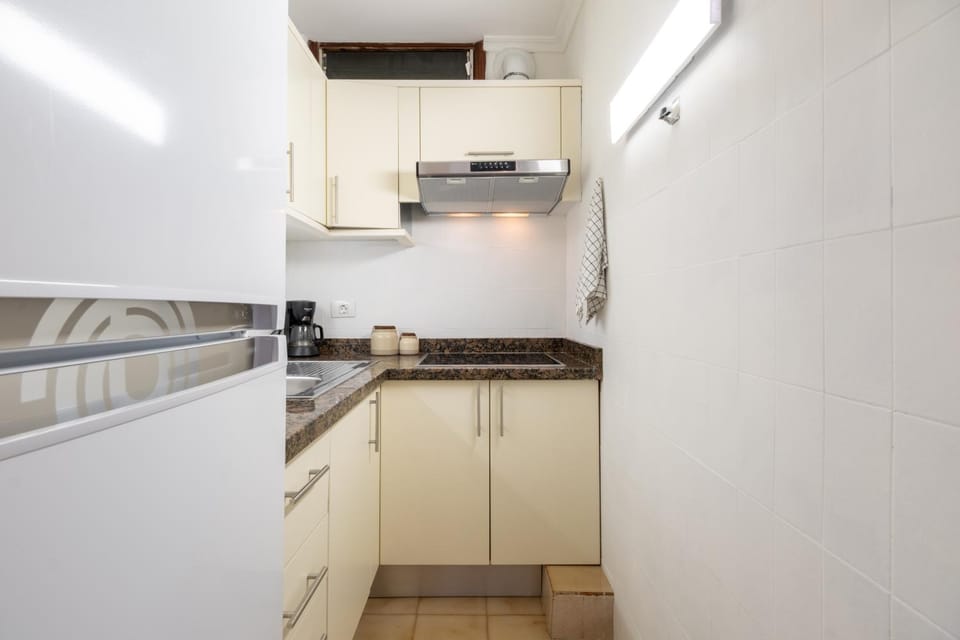 Kitchen or kitchenette, stove
