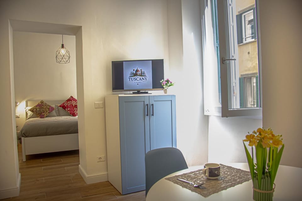 Bed, TV and multimedia, Kitchen or kitchenette, Photo of the whole room, Bedroom, hair dresser, wardrobe