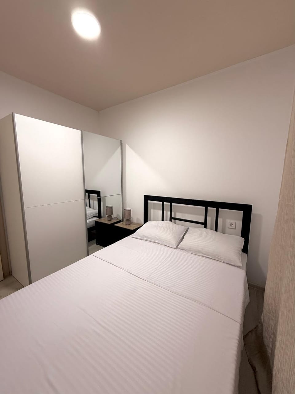 Bed, wardrobe