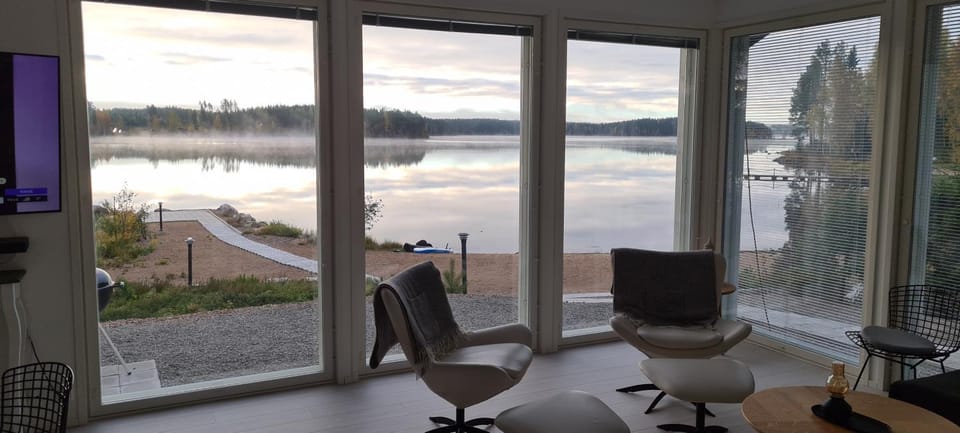Living room, Seating area, Lake view