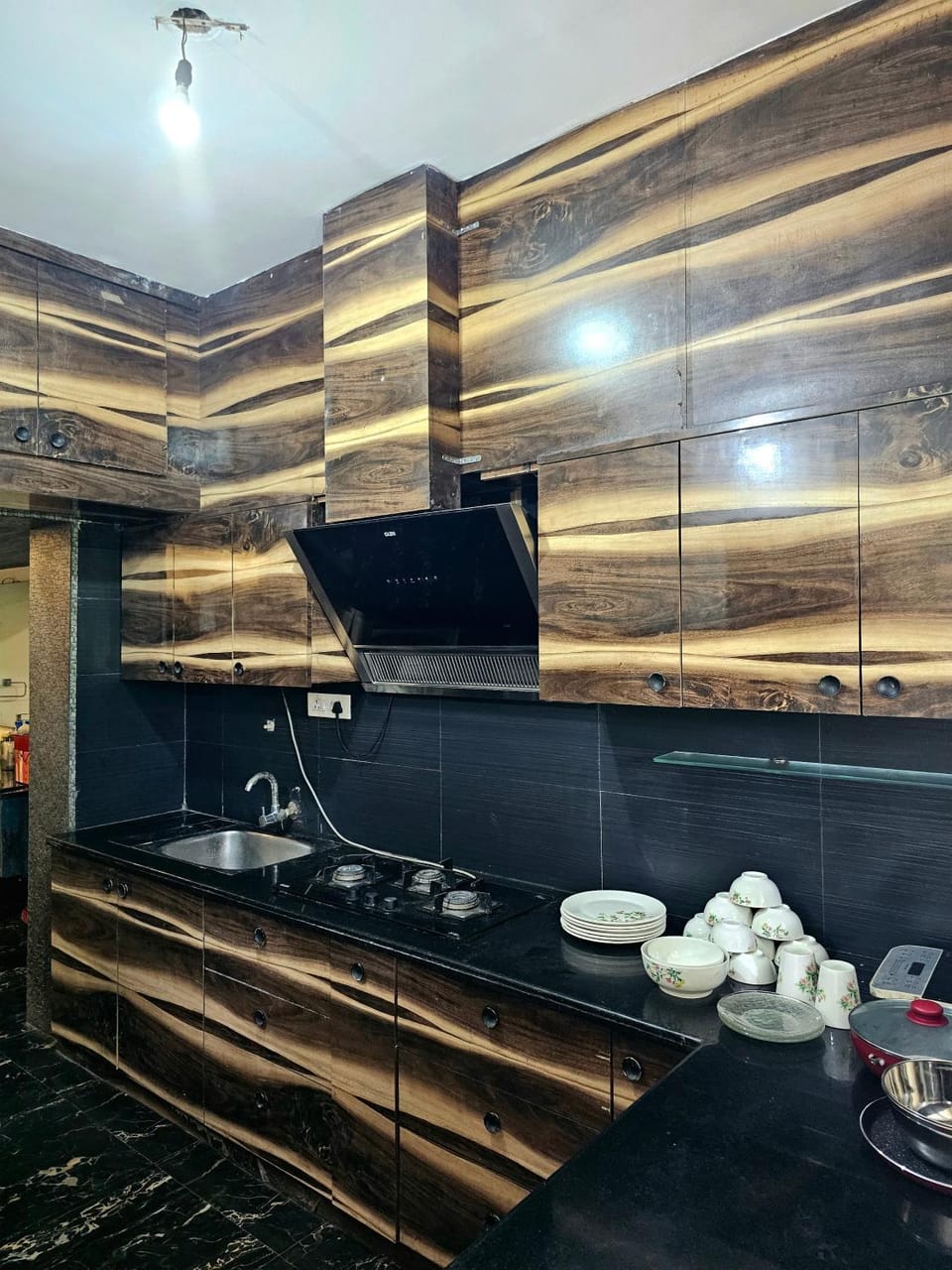 Kitchen or kitchenette, stove