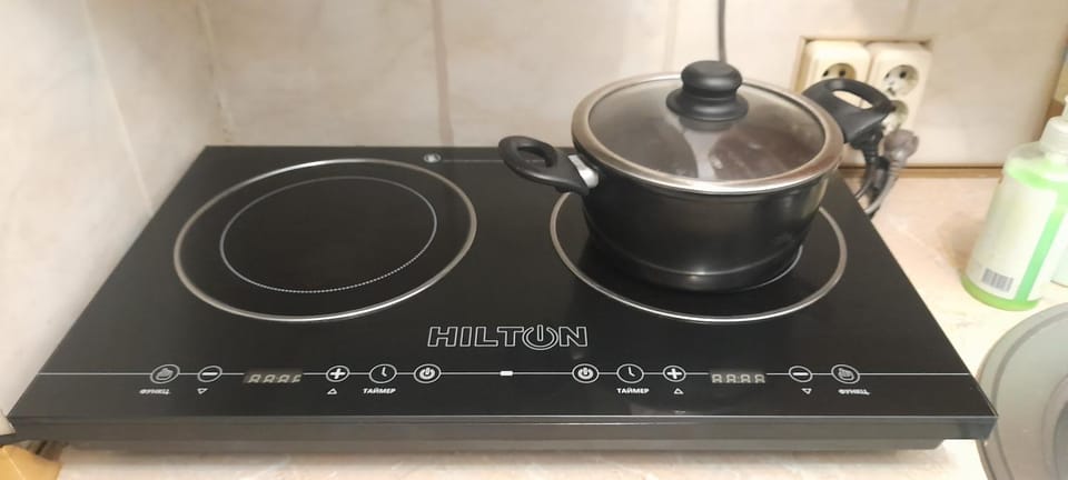 Kitchen or kitchenette, stove