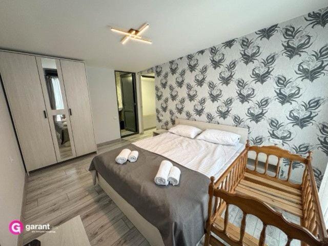 Bed, Photo of the whole room, Bedroom, towels, wardrobe