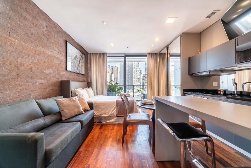 Modern Studio Vila Olímpia with Daily Cleaning House in Sao Paulo City