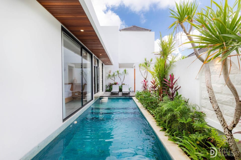 Swimming pool, sunbed