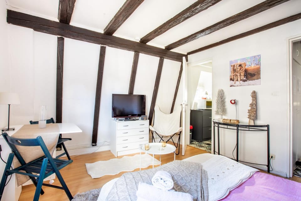 Bed, TV and multimedia, Living room, Photo of the whole room, Seating area, Dining area, Bedroom