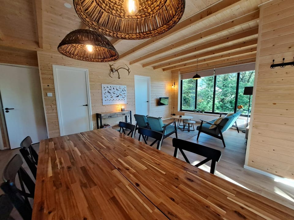 Living room, Dining area, Garden view