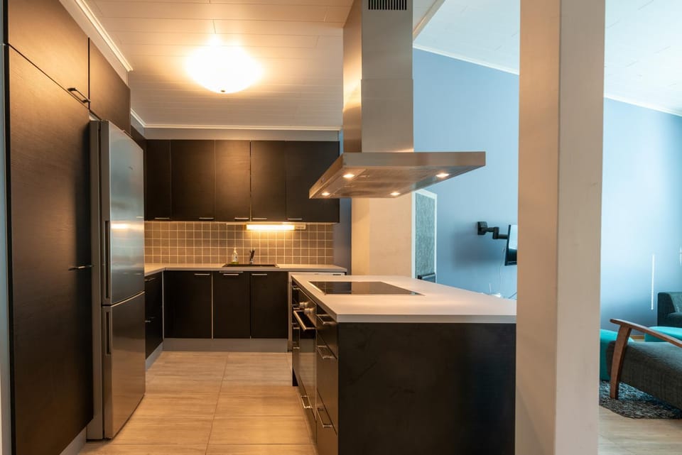 Kitchen or kitchenette, stove