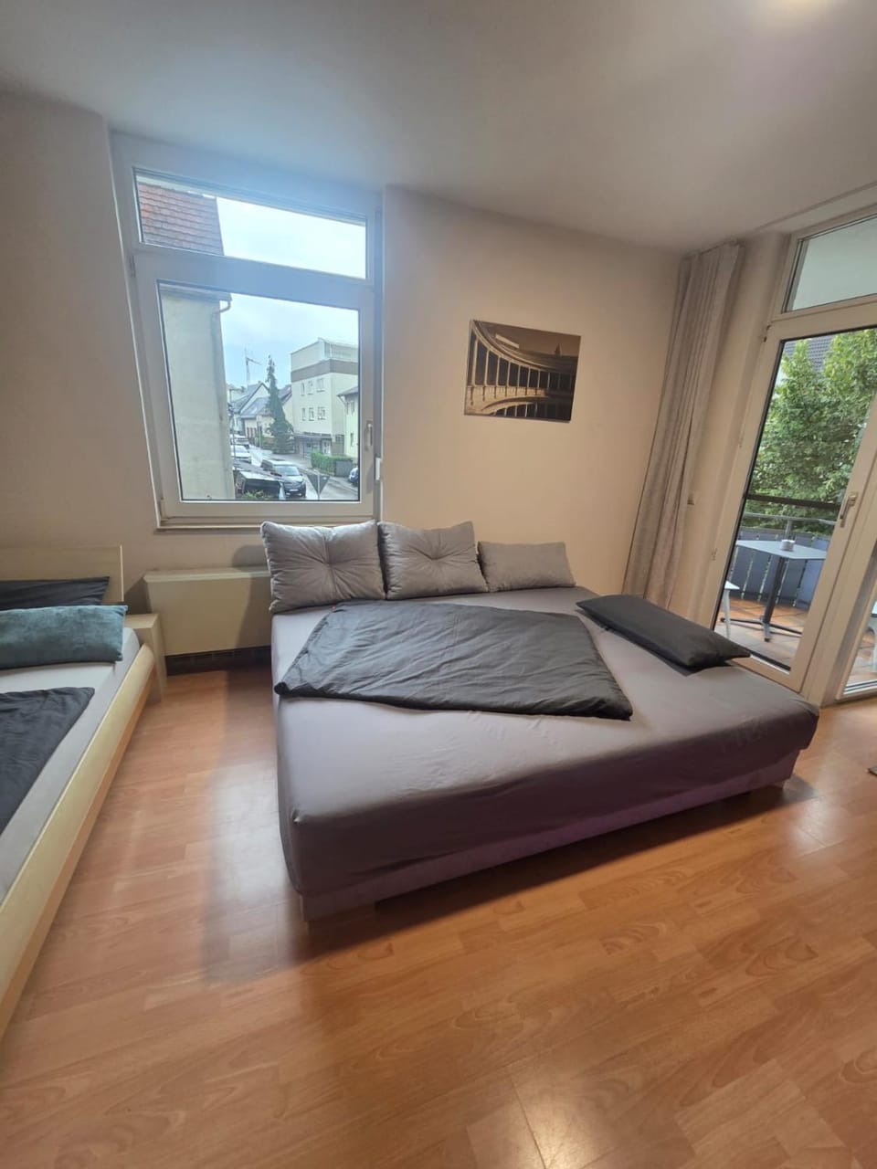 Bed, Living room, Seating area