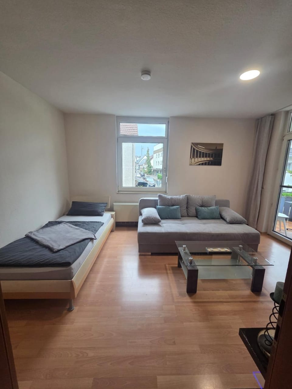 Bed, Living room, Seating area