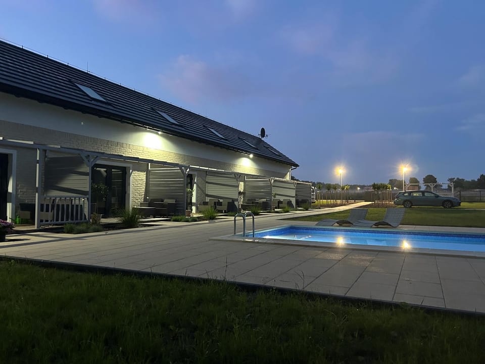 Property building, Night, Pool view, Swimming pool