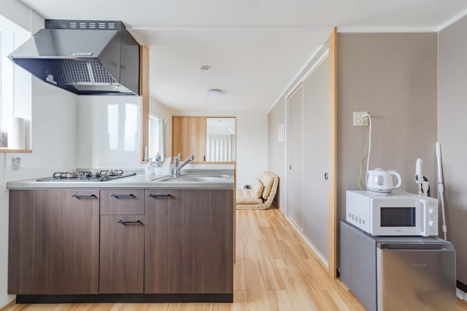 Kitchen or kitchenette, stove