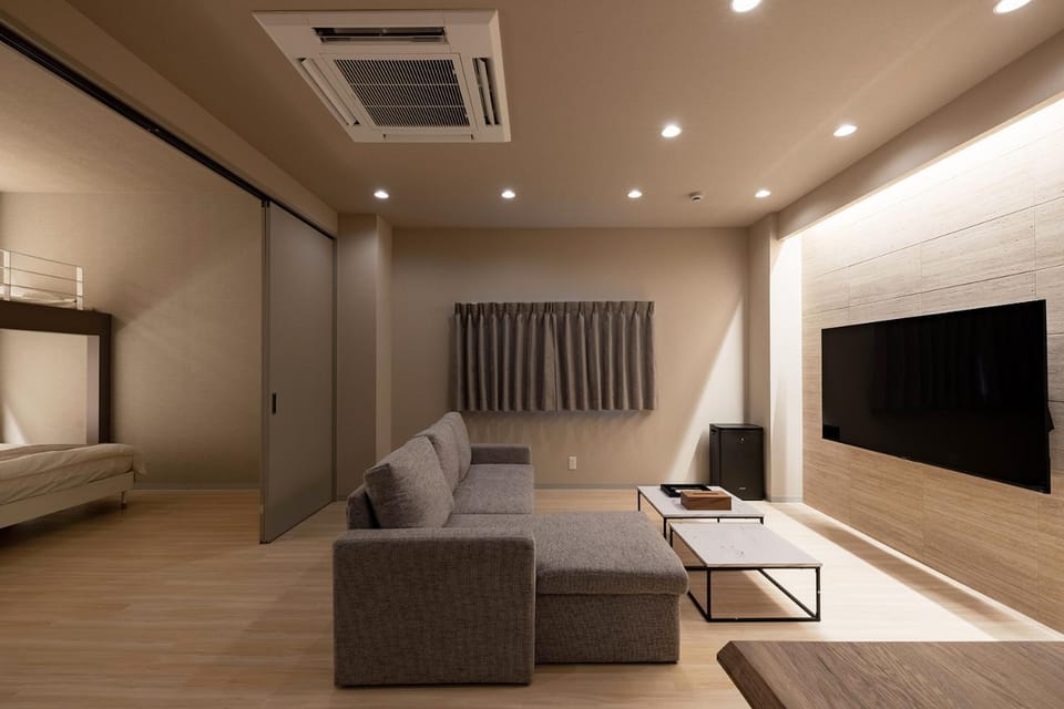 Bed, TV and multimedia, Living room, Photo of the whole room, air conditioner
